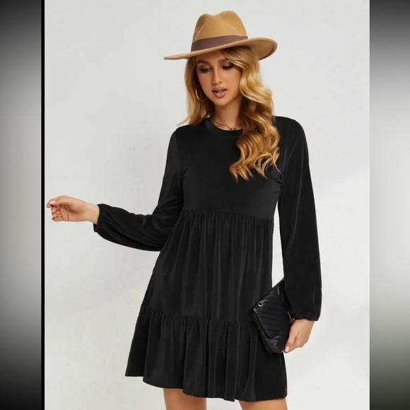 Fit and Flare Crew Neck Long Sleeve Dress - Picture 2 of 5